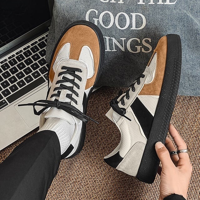 予約販売】スニーカー 韓国 メンズ キャンバス スエード 靴 ブラック