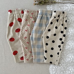 【BABY】秋新作キッズ コーデュロイ ワイドパンツ ドット柄 チェック柄 ゆったりパンツ