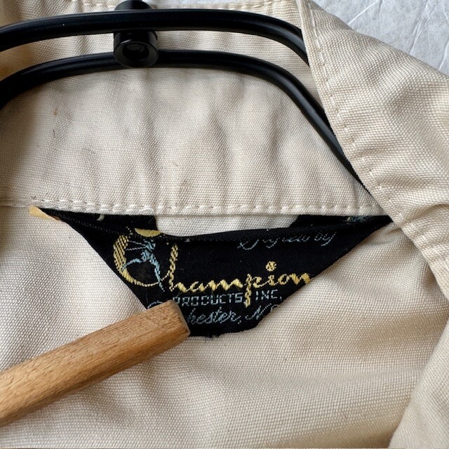 Champion ジップアップブルゾン 60s コットン エクリュ Talonジップ ヴィンテージ古着 画像6
