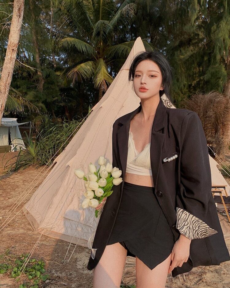 ジャケット ブラックルーズパターンサマースタイル 夏物 ブラックストロベリース31722589905