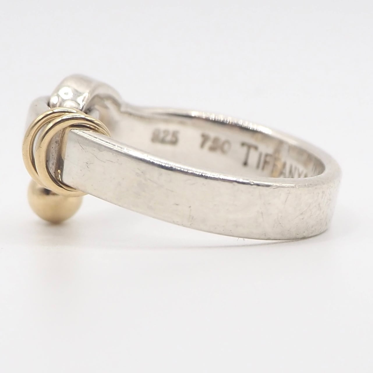 Tiffany&Co. 約9号 フック&アイ コンビ リング シルバー925 K18
