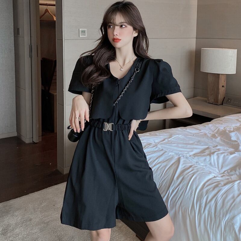 ハイウェストウェストジャンプスーツ オールインワン レディーススタイルルーズショーツ ブルマー ハンチェンe10435072524