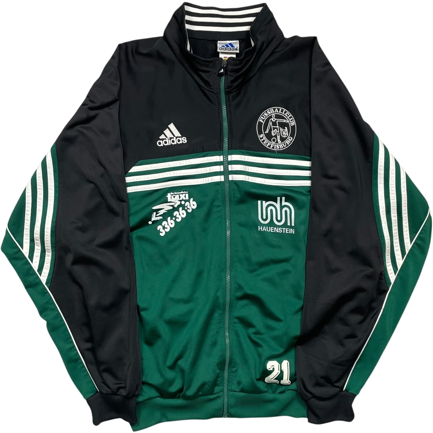《L》adidas アディダス トラックジャケット サッカーロゴ ブラック グリーン 90年代 vintage no.9781