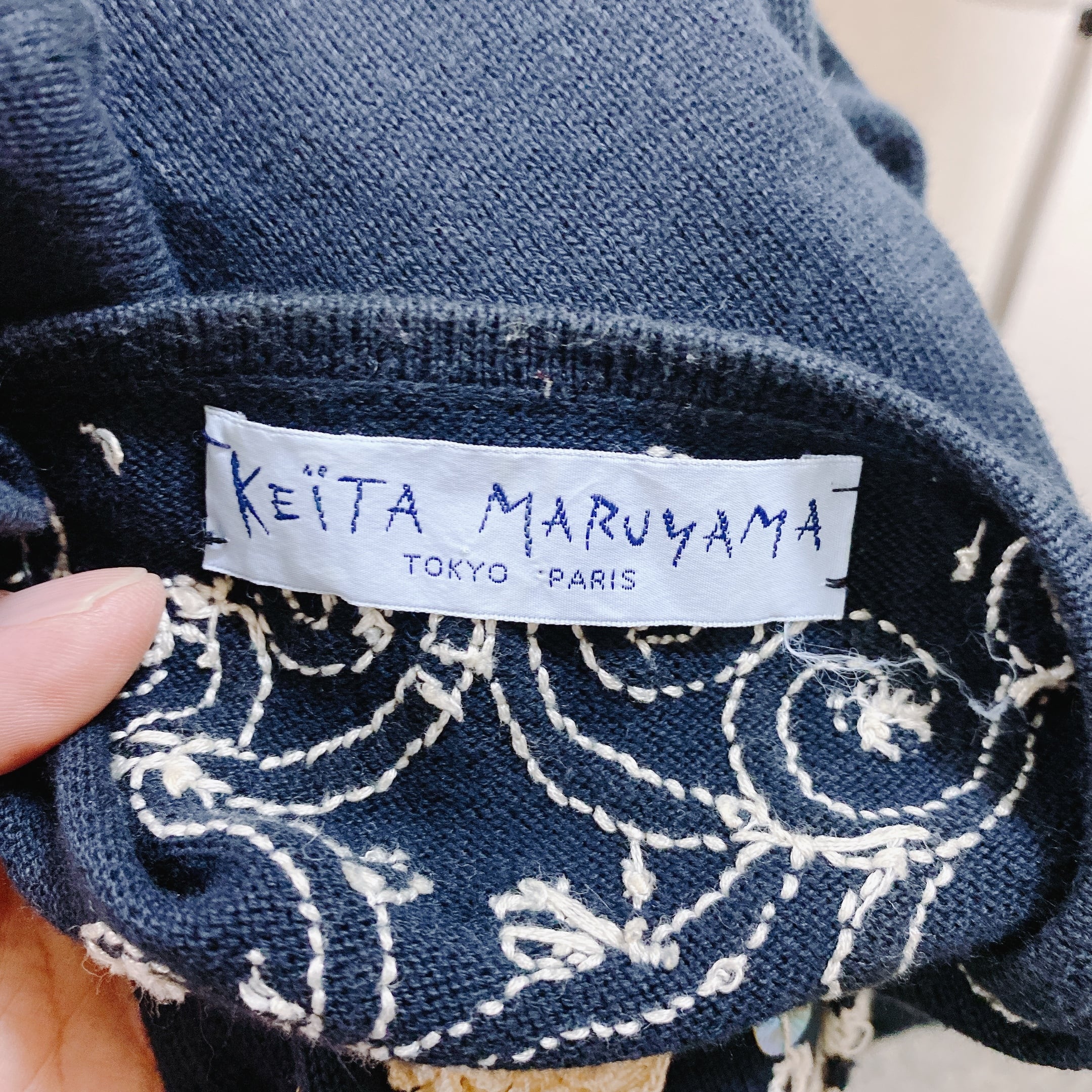 ケイタマルヤマ カーディガン 濃紺 花柄 刺繍 keita maruyama | UTA