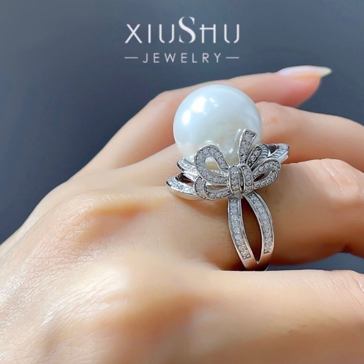 ぴ*の様 パール（真珠）付きエレガントリング14K 2本 真珠のエレガントリング ぴ*の様 パール（真珠）付きエレガントリング