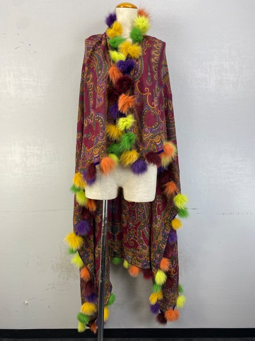 .ETRO FUR DESIGN PAISLEY PATTERNED LARGE SIZE SHAWL MADE IN ITALY/エトロファーデザインペイズリー柄大判ショール 2000000065847