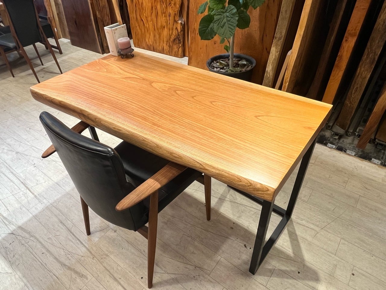 リメイク品】欅（ケヤキ）_1270×630-535×62_新宿店_テーブル天板/一枚
