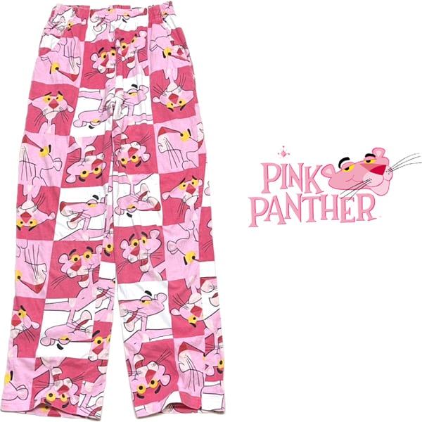 1点物◇ピンクパンサー中古キャラ柄物パジャマパンツ古着キッズM子供用