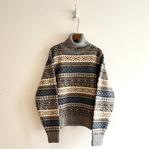 C11609 Jacquard Knit Turtle Sweater