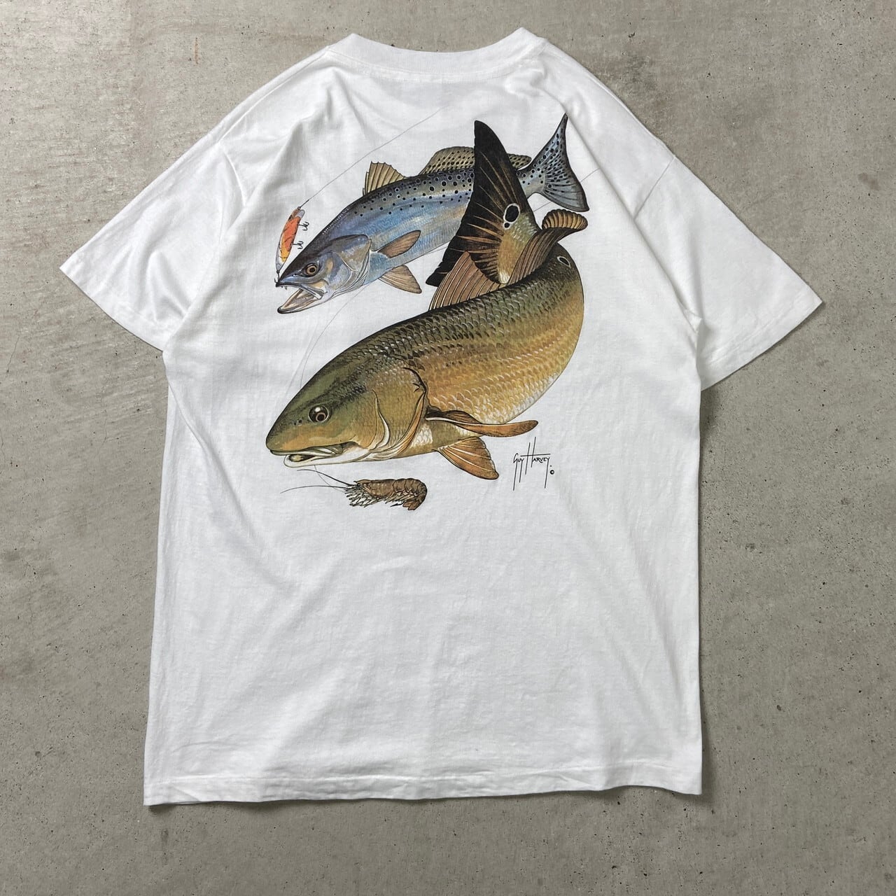 90年代 USA製 GUY HARVEY フィッシュ フィッシング プリントTシャツ  