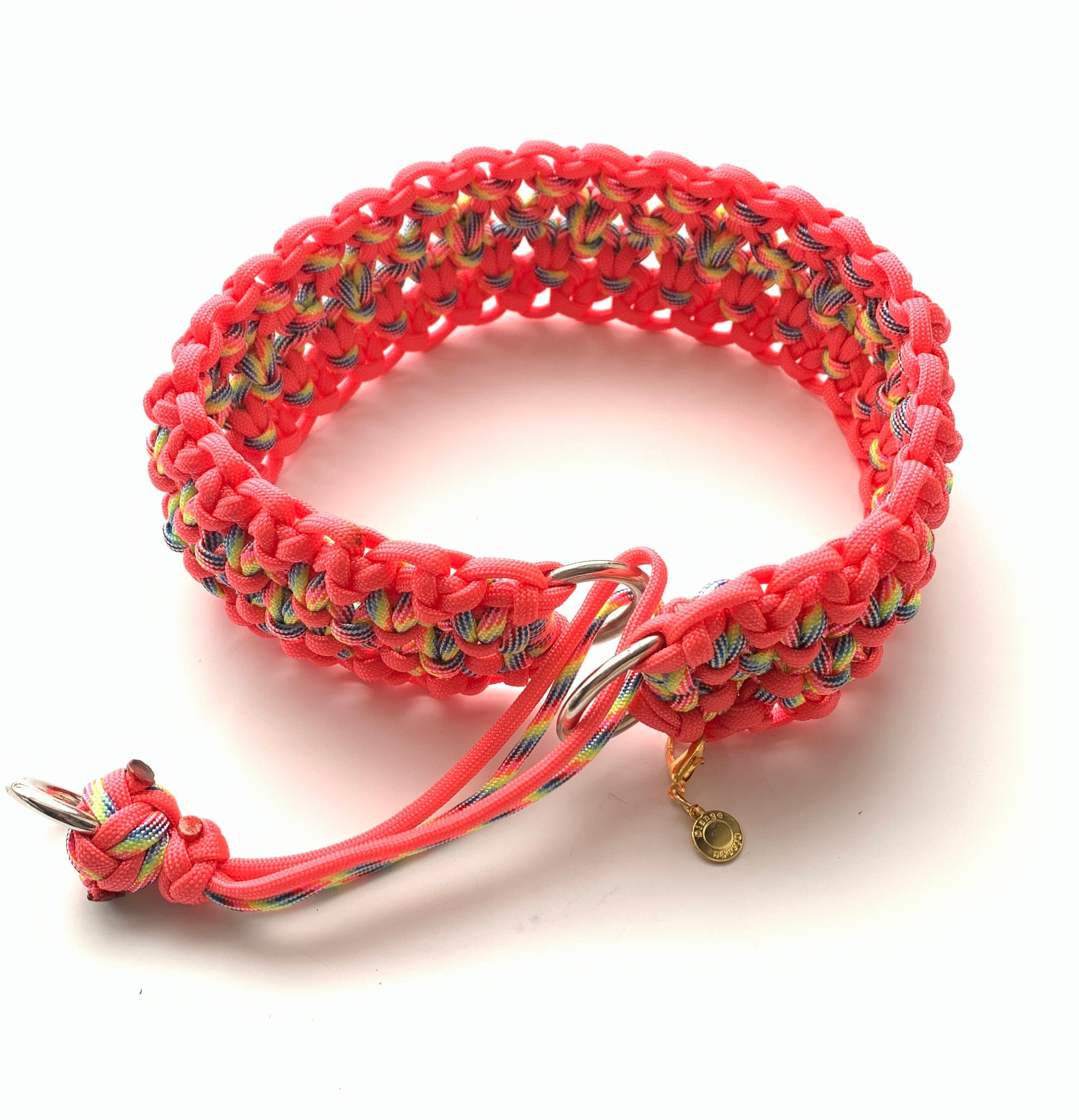 パラコード　軽量首輪3点セット　ティファニーブルー イエロー　ピンク 3色パラコード首輪 チョークタイプ 50cm〜60cm | ワタデキストア