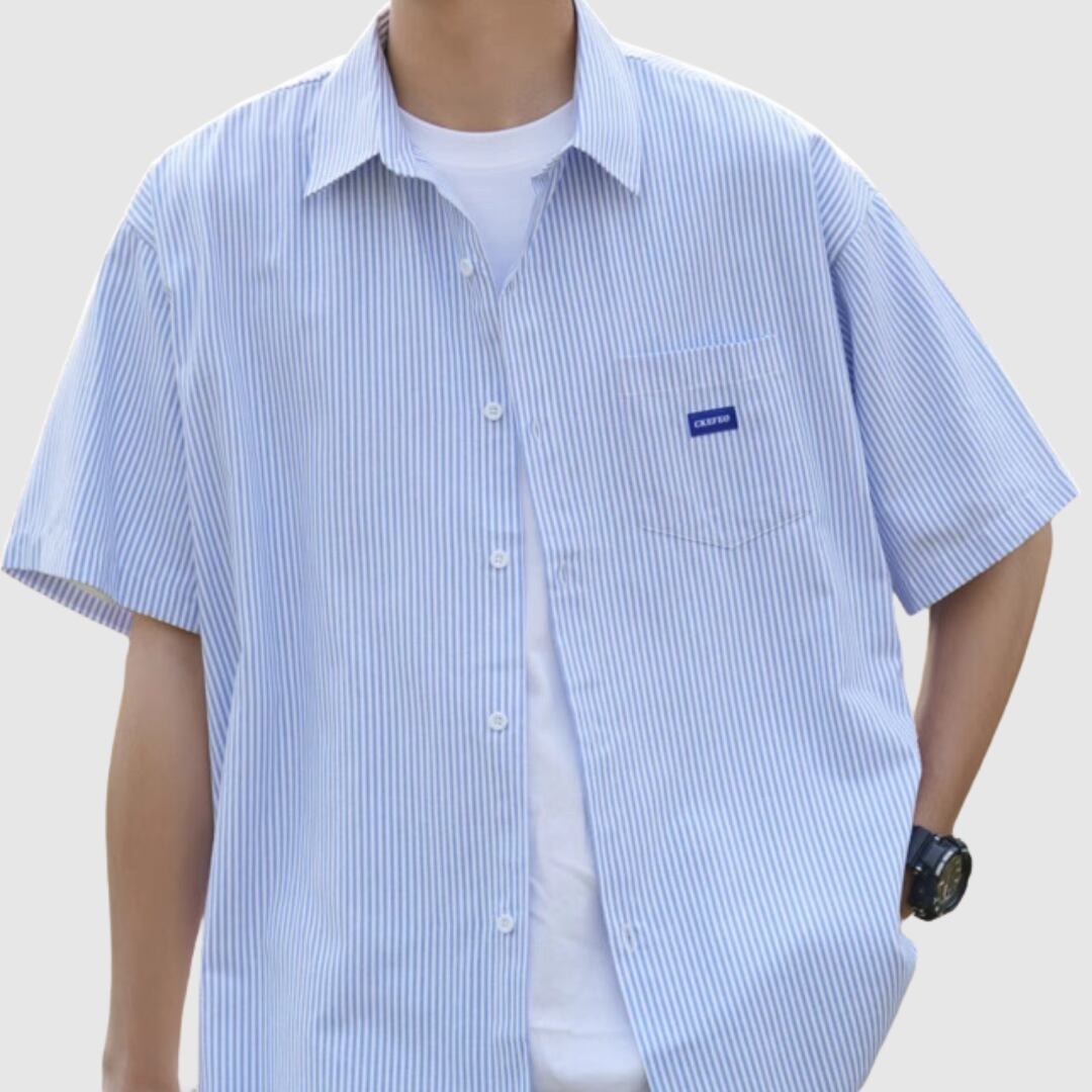 カジュアルストライプ半袖シャツ H2120