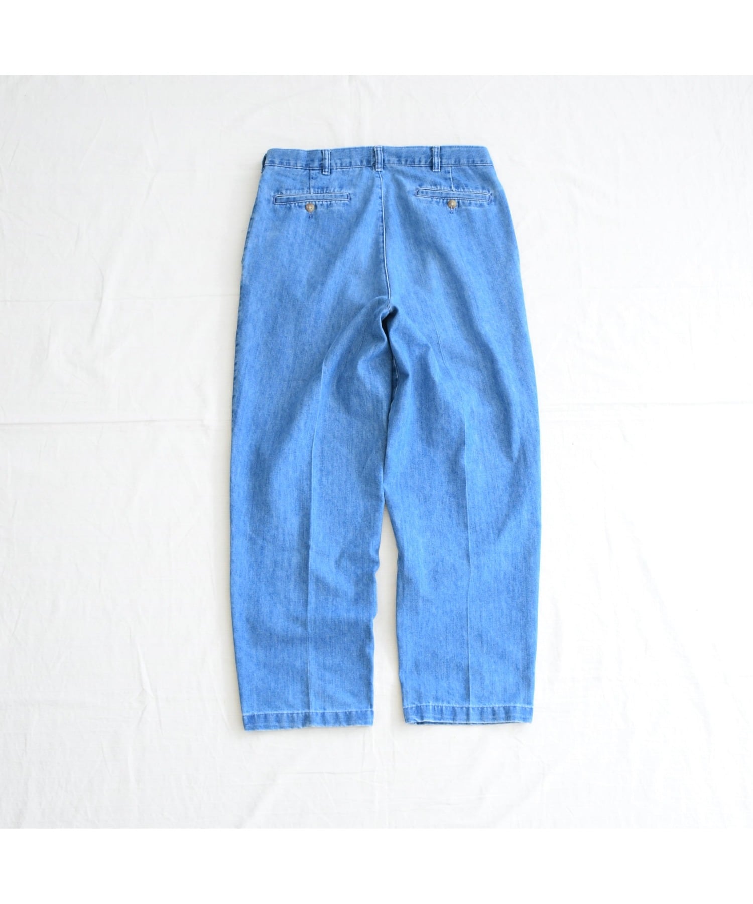 90's~00's 2タックデニムスラックス メンズW34L30 ブルー トラウザーズ