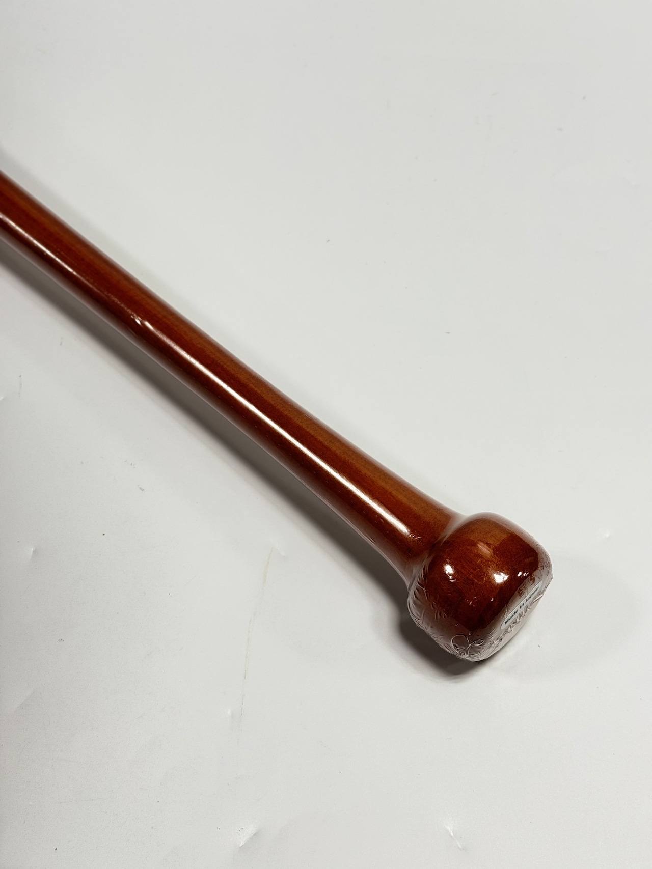 MRバット グラスファイバー加工済み 硬式木製バット BFJマーク 84.5cm/870g ミドルバランス ヘッドクリ抜きあり 赤茶×クリア グリップ形状D(丸型)・画像4