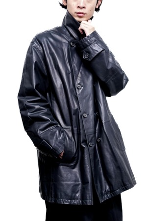 90's "SERAPHIN" Horsehide Double-Breasted Leather Half Coat