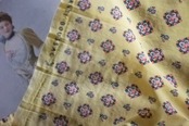 40~50s フランス 120x40c カナリアイエローの薔薇園と室内装飾用ファブリックb romanex garanti boussac ヴィンテージ