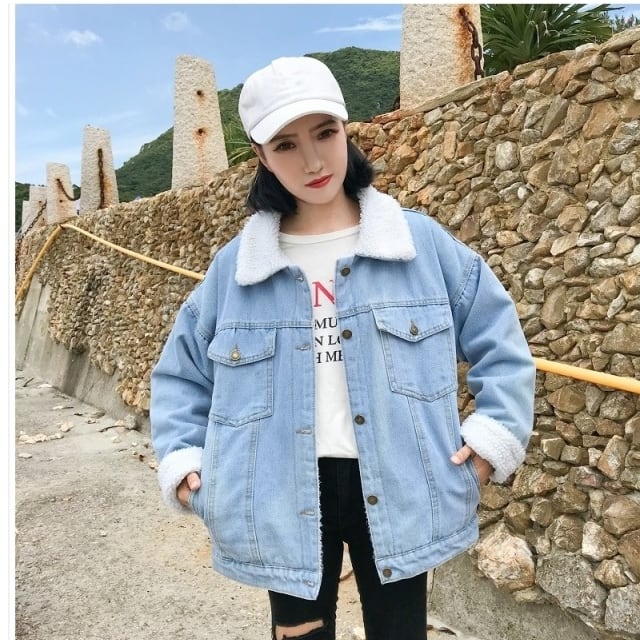 ボアブルゾン レディース ボアデニムブルゾン レディース アフター