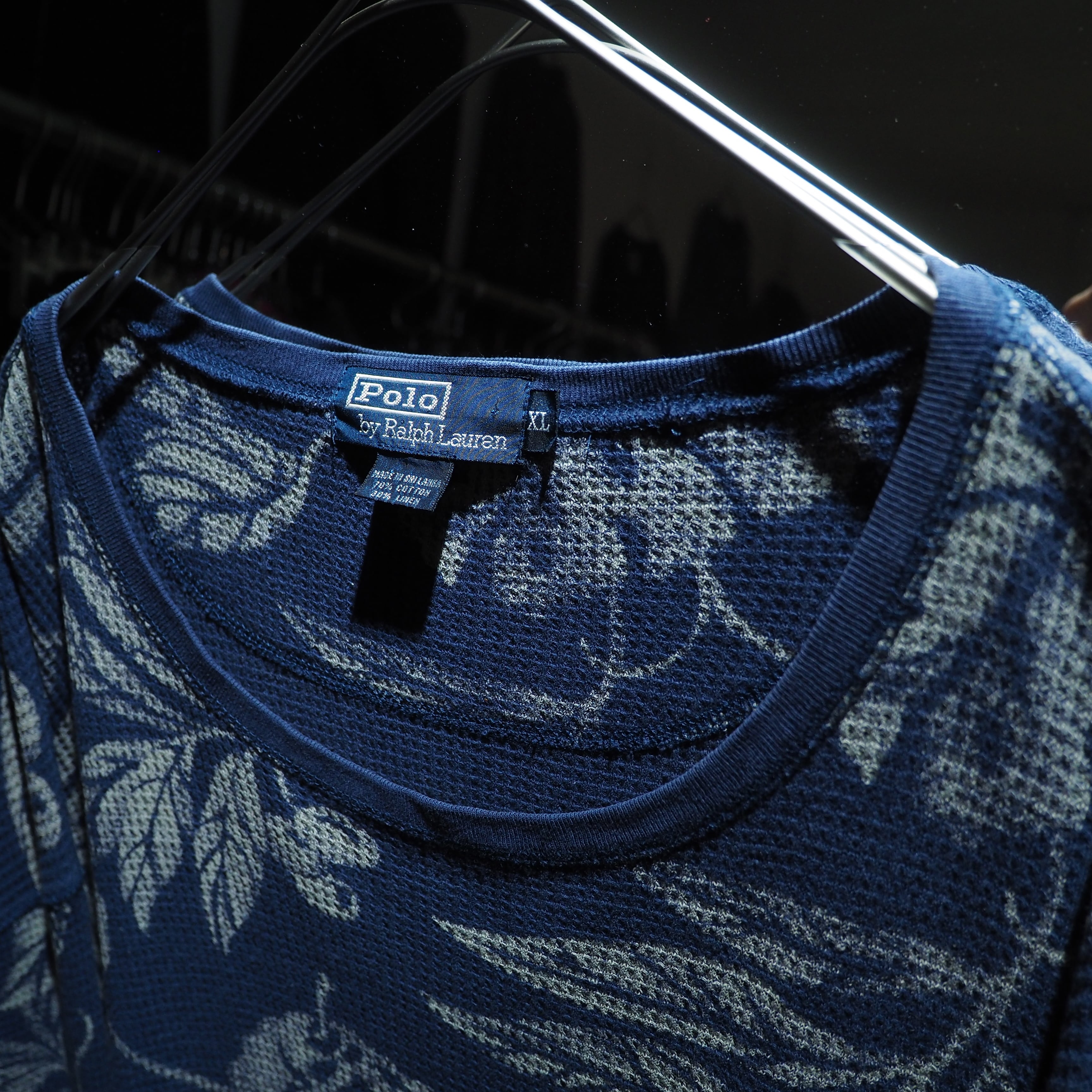 1990s ” Polo Ralph Lauren ” Beautiful leaf printed vintage loose long sleeve Tee