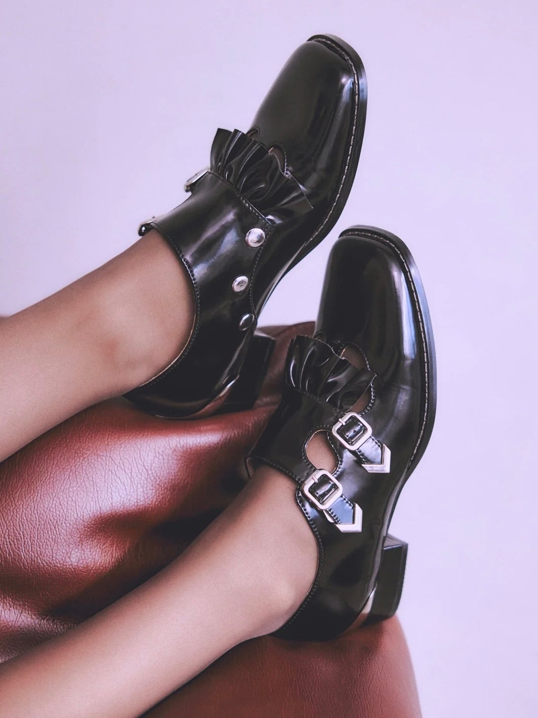 25SS】FETICO フェティコ /SQUARE-TOE LEATHER SNEAKERS / レザー