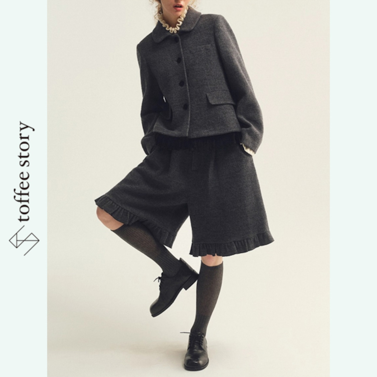 【2pattern】静寂を纏うダークグレーのセットアップ 《P0294》