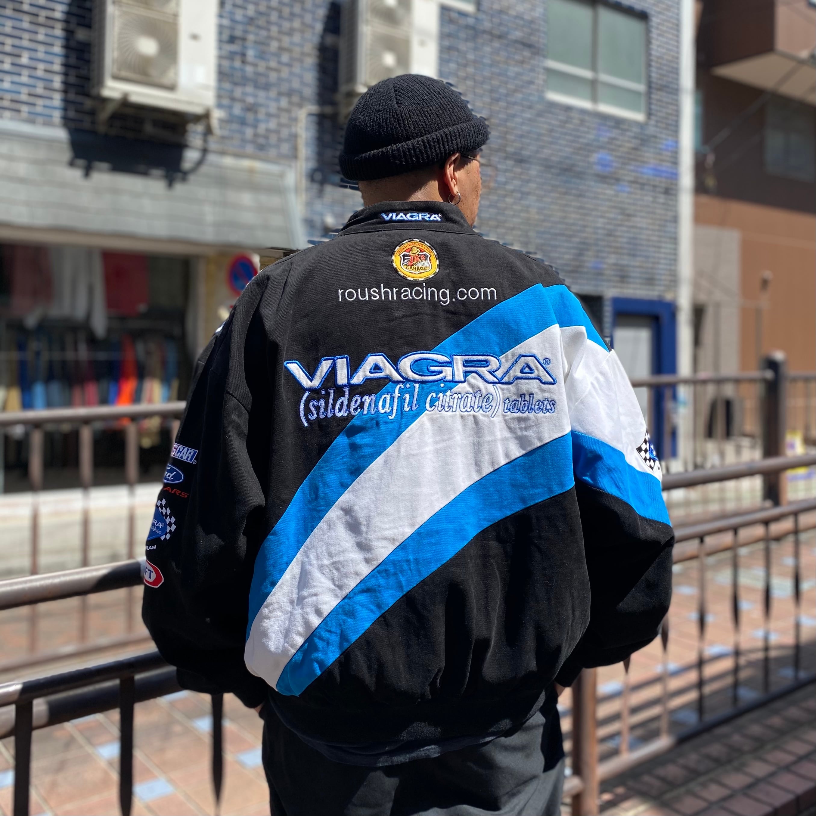 size:XL【 VIAGRA 】レーシングジャケット NASCAR 青 黒 白 古着 古着 ...