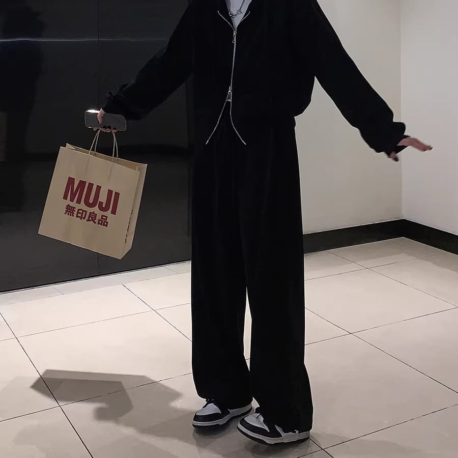 パイルリブワイドイージーパンツ 2color APA0052