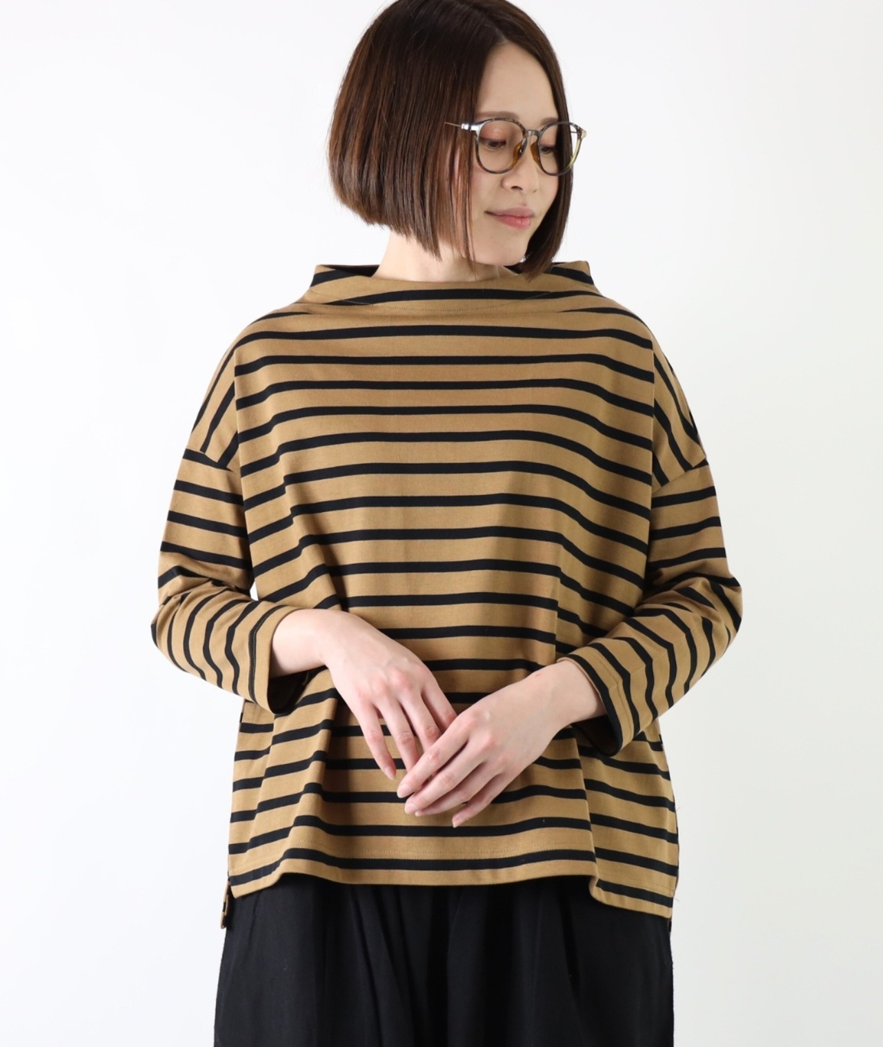 SO/デラヴェジャージー 七分袖 ボトルネックワイドTシャツ