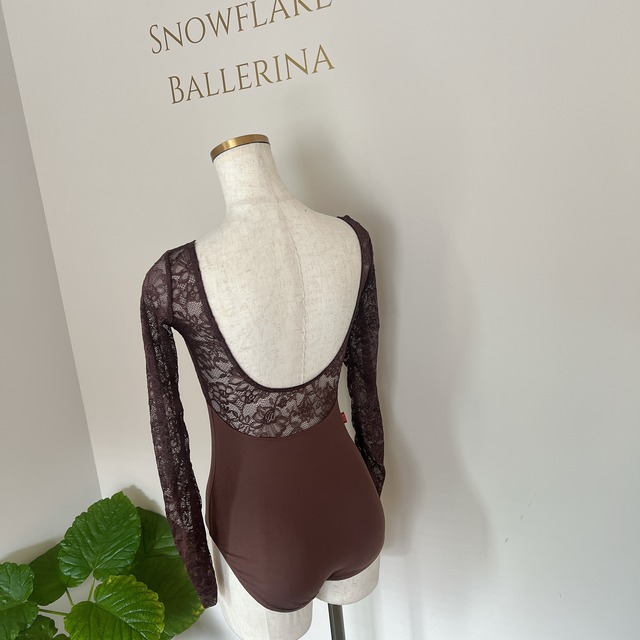 BrownLace ロングスリーブ　バレエレオタード