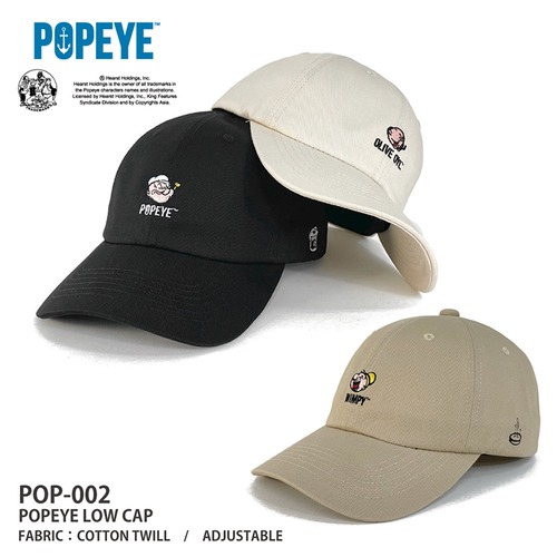POPEYE / ポパイ POPEYE LOW CAP (POP-002) ワンポイント刺繍 ローキャップ ポパイ オリーブ OLIVE ウィンピー レディース メンズ ブランド