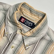 90s CHAPS チャップス ストライプ BD ボタンダウン 半袖シャツ L/マルチ メンズ ビンテージ