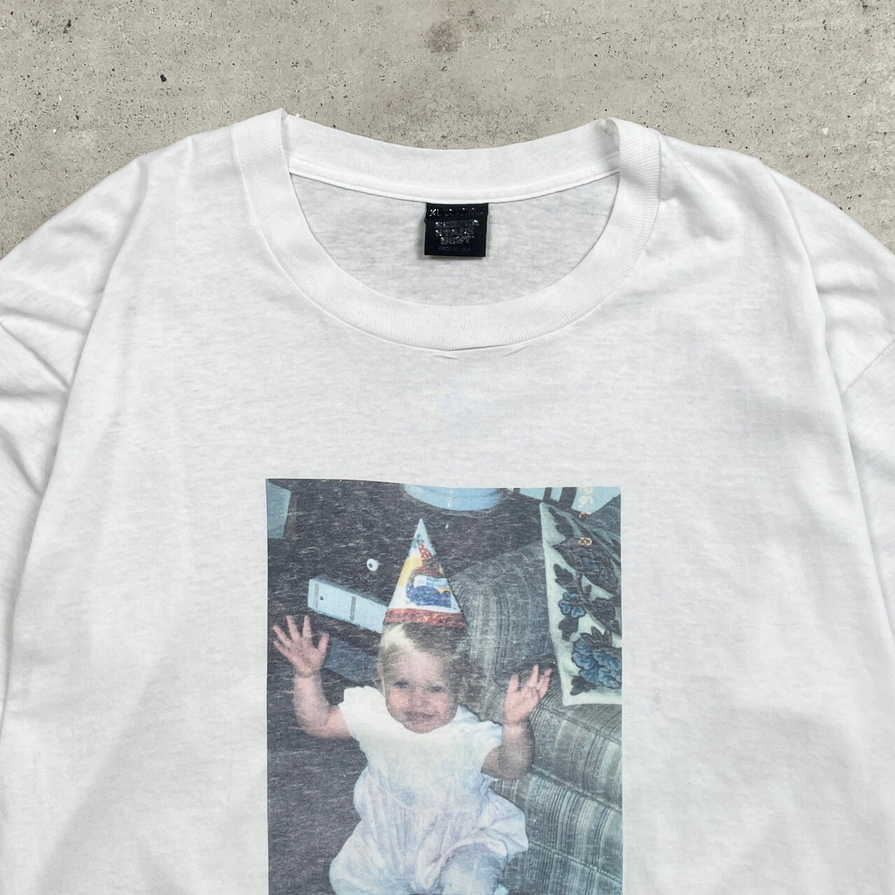90年代 USA製 UNKNOWN フォトプリントTシャツ 赤ちゃん baby 誰やねんT 
