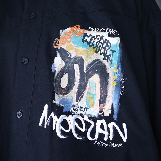 real paint art design XXXL over silhouette black shirt