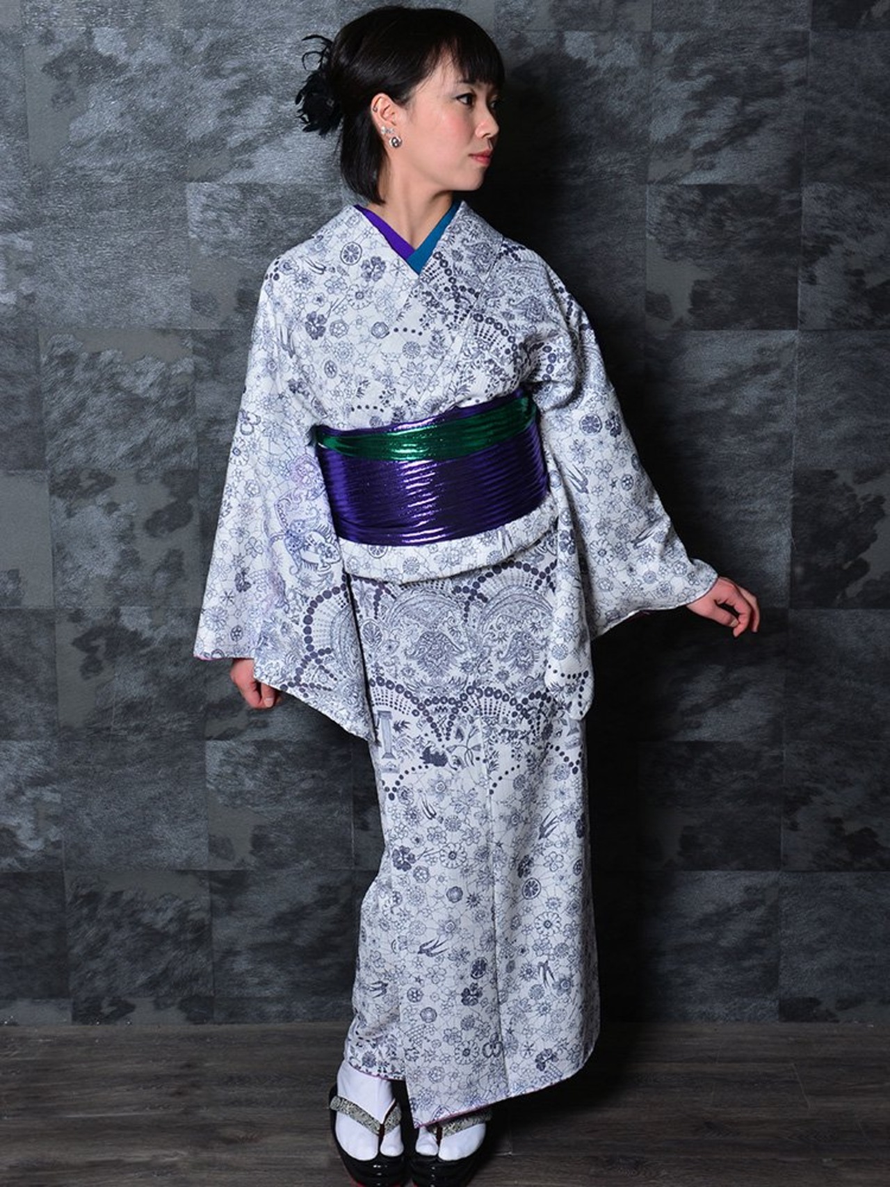 【受注商品】Rumi Rockきもの「幸福の王子」ホワイト　[A560]