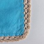 手刺繍ハンカチ　　クロシェの縁取り　グレージュ×サンドベージュ　