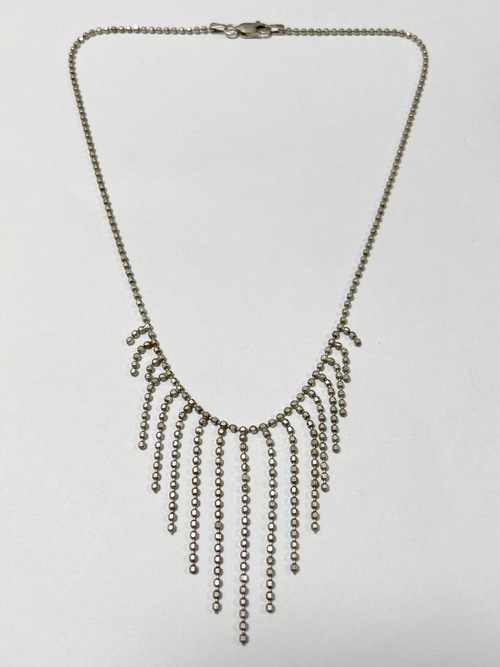 Vintage 925 Silver Ball Chain Fringe Necklace Made In Italy
