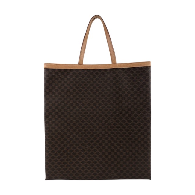 CELINE セリーヌ マカダム トートバッグ ブラウン ブラゾン型押し PVC レザー vintage ヴィンテージ オールド ppb7ty