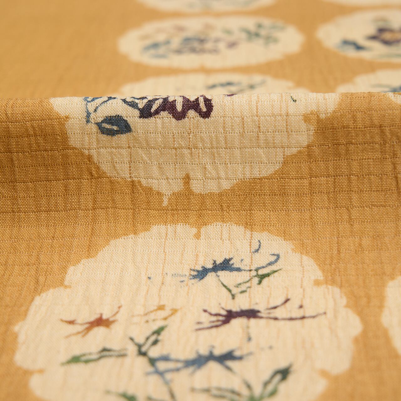 雪輪に秋の草花の模様 型絵染 夏開名古屋帯【中古】 | かわの屋