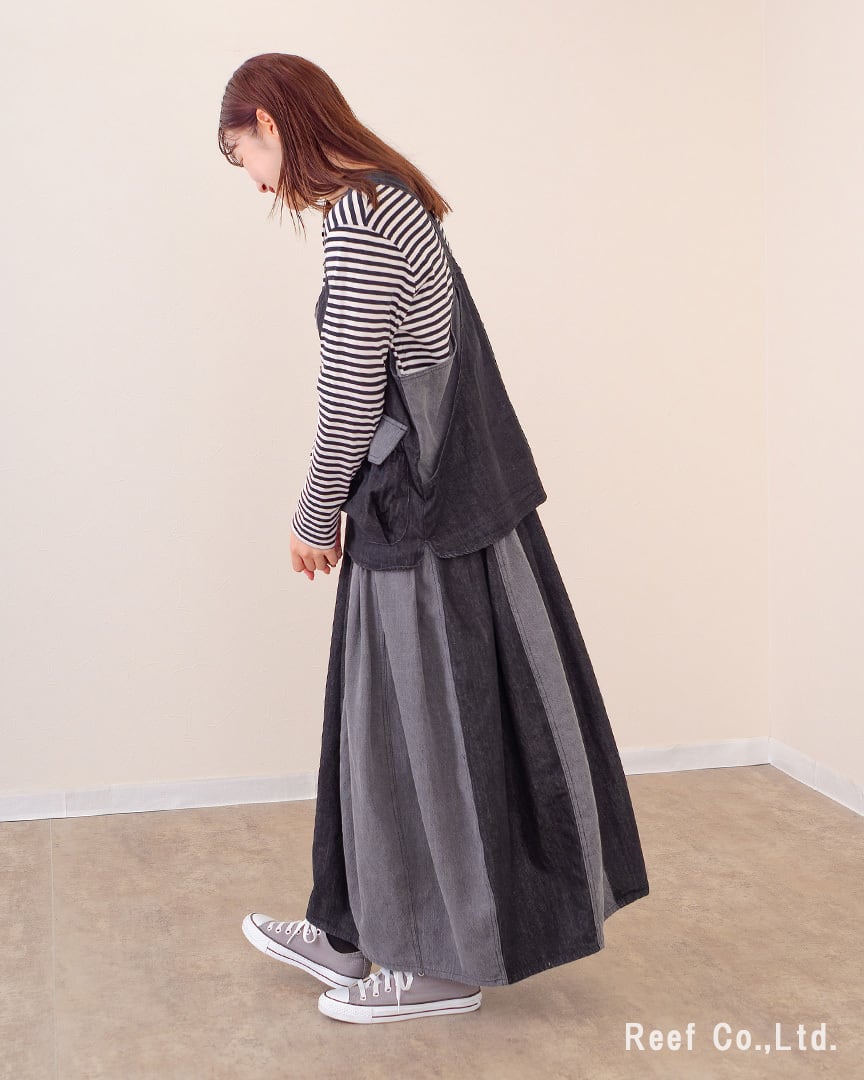 Reef's popular items】レイヤード風切替バルーンデニムジャンスカ ST