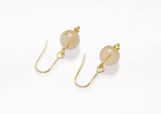 金運 ルチルクォーツ パワーストーン ピアス 天然石 おしゃれ かわいい シンプル ゴールド プレゼント お守り ルチルクォーツ 8mm 災難よけ 金属アレルギー 対応 誕生日プレゼント ギフト金運アップ イヤリング変更可 メール便送料無料 誕生日 アクセサリー