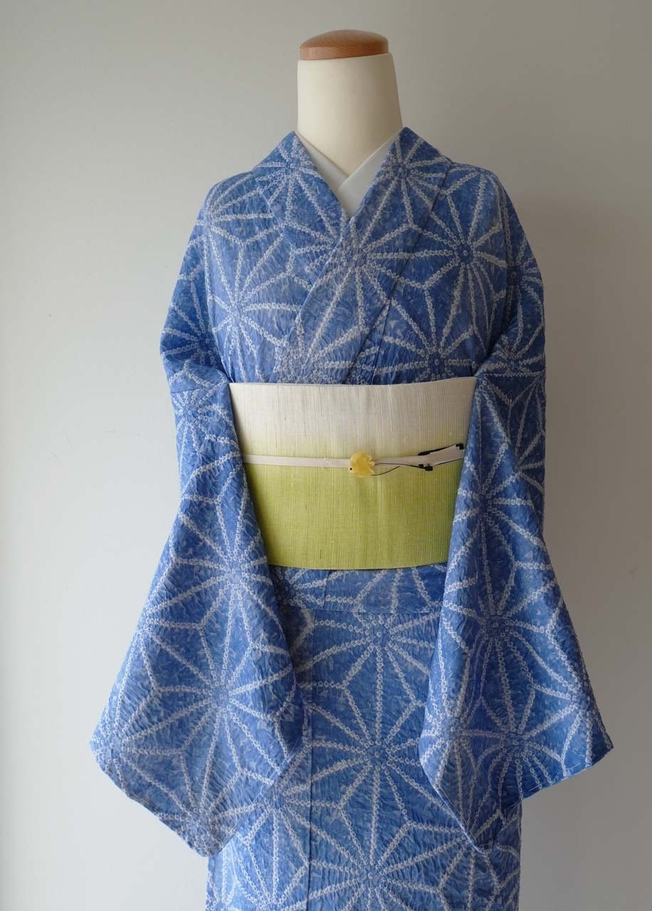 衿秀・半幅帯】本麻ぼかし リバーシブル 半巾帯 若草色 ×象牙色 260415
