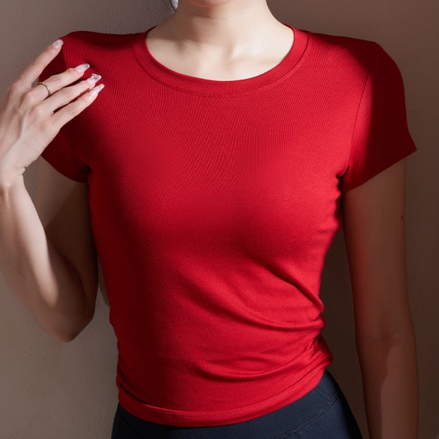 バックオープン ノットディテール ショートスリーブ クルーネックトップス 3col D00139