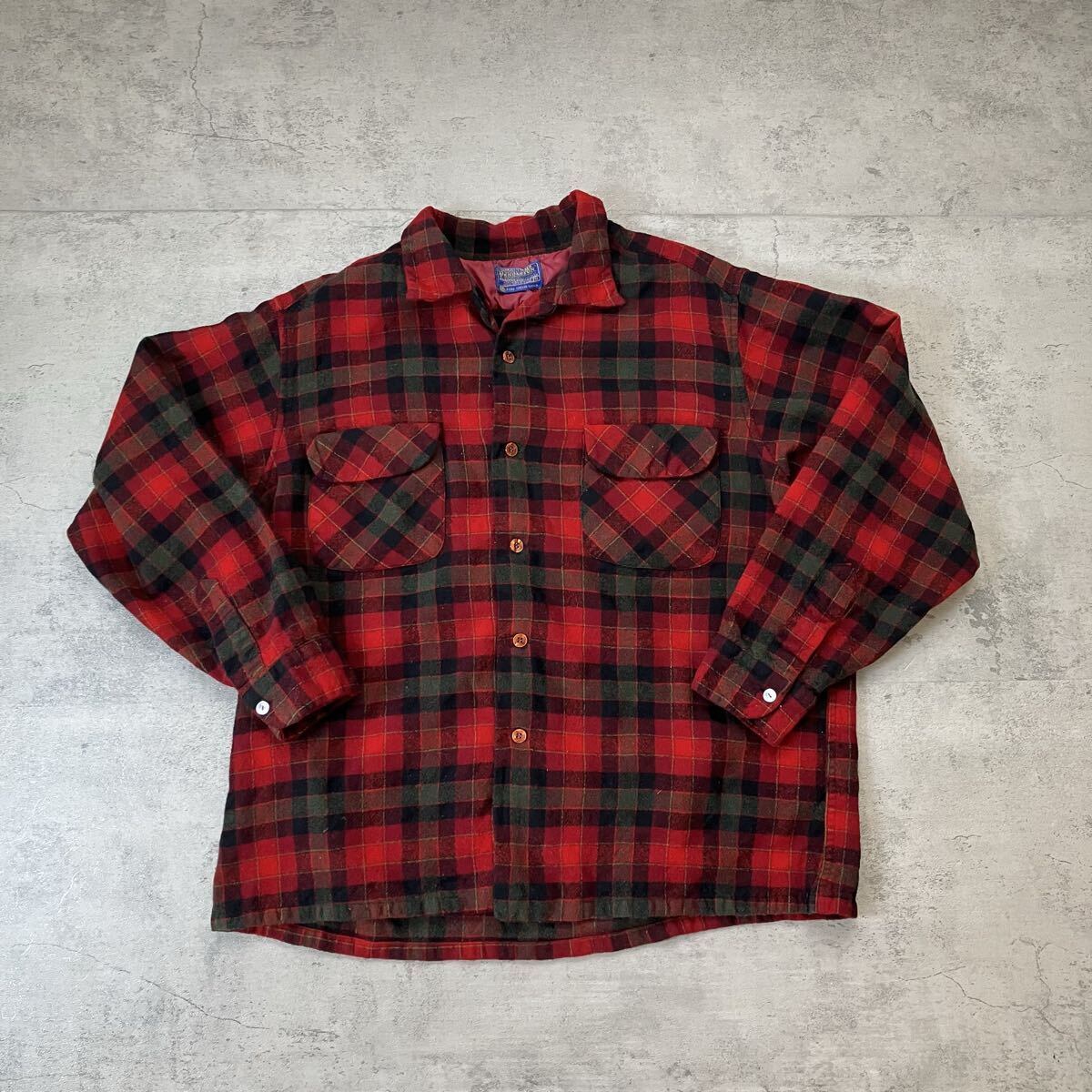 PENDLETON ペンドルトン　ヘビーフランネルシャツ　バッファローチェック 60s USA製 PENDLETON バッファローチェック XL ボードシャツ ペン