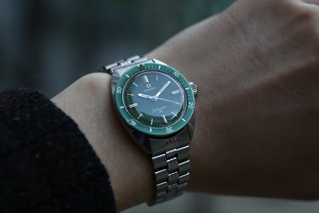 【OMEGA】1970's シーマスター120 ボーイズサイズ  MOSS GREEN 純正3連ブレス ノンデイト手巻き OH済み / vintagewatch / seamaster120