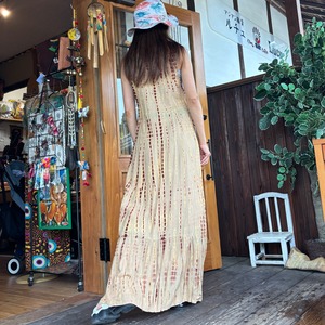 タイダイVネックロングワンピース