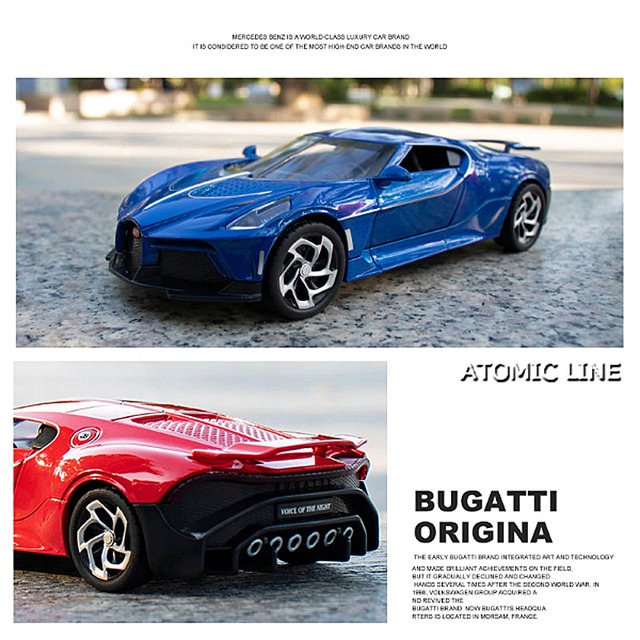 BUGATTI ラ・ヴォワチュール・ノワール 1/24 ミニカー 全4色 ライト点灯 エンジンサウンド 合金モデル LA VOITURE NORIE 模型 ジオラマ