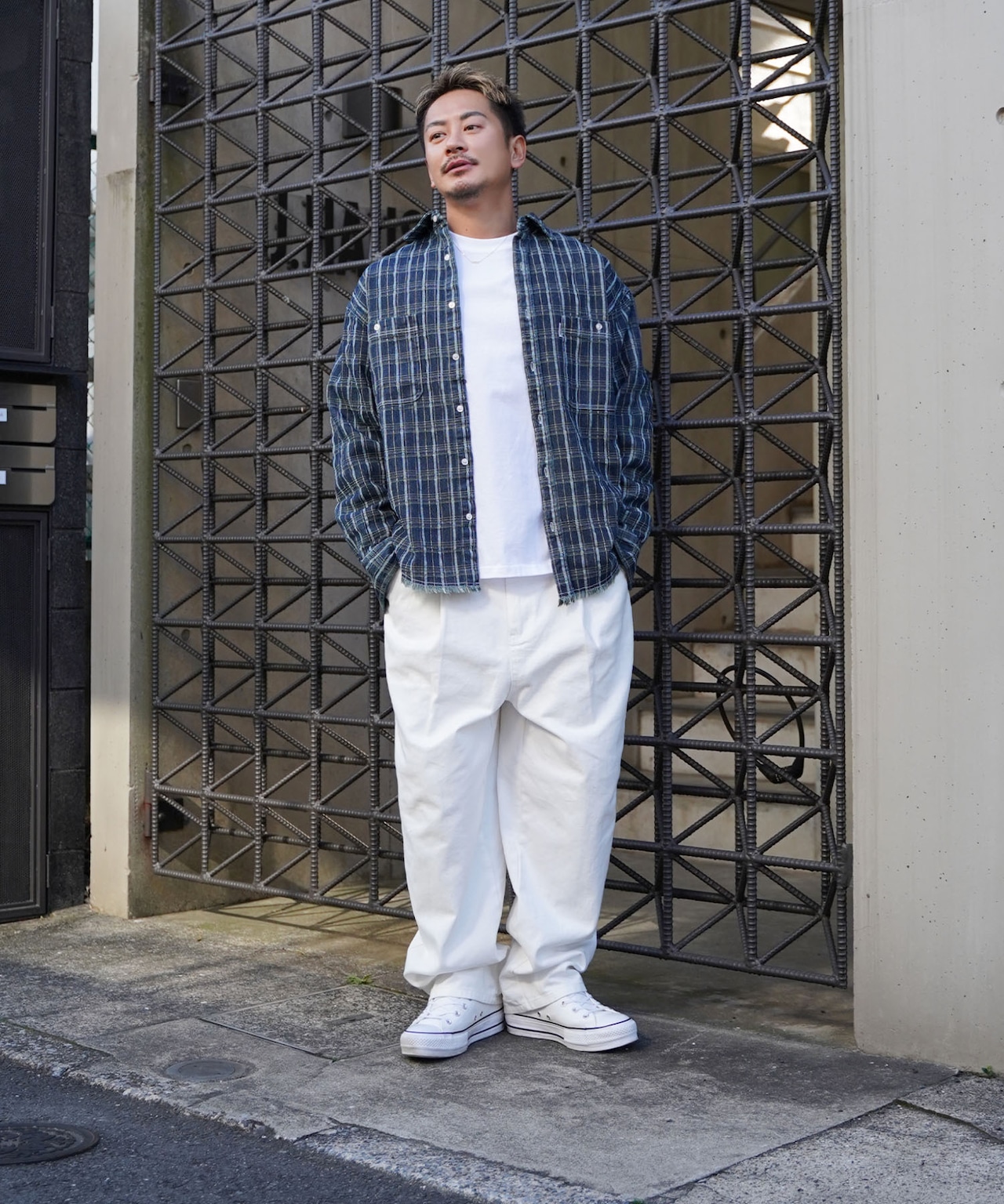 【#Re:room】CHECK STITCH BIG DENIM SHIRTS［RES092］