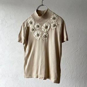 【unisex】silk flower design knit vintage [KN]