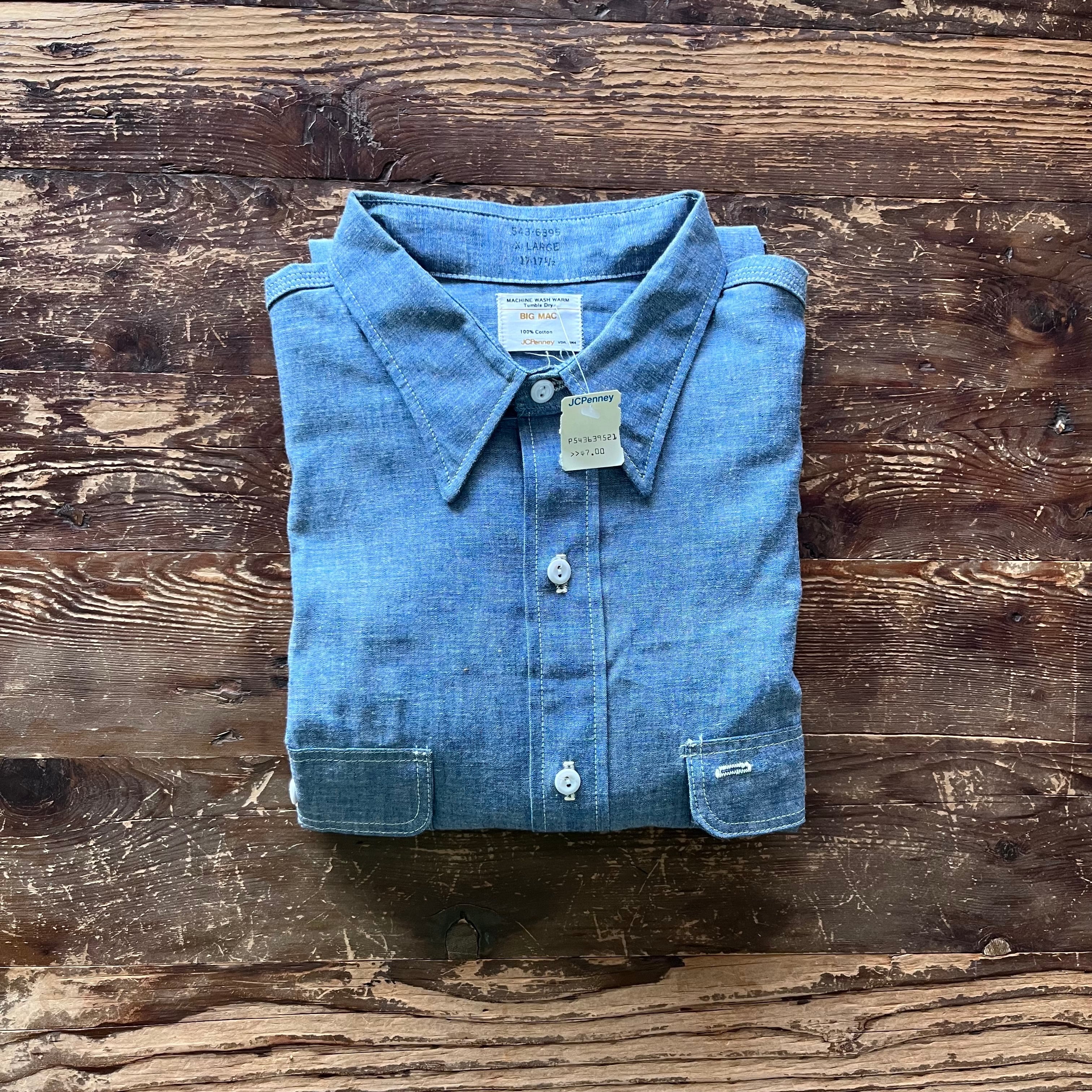 1970s DEADSTOCK ”Big Mac" Cotton Chambray Flannel Work Shirt/XL