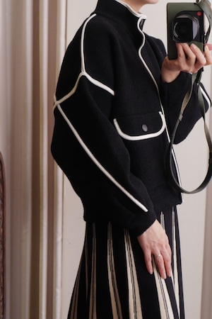 pipping stand collar blouson black