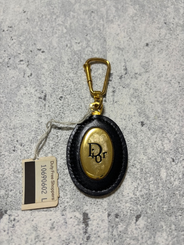 Christian Dior ラウンドプレート キーリング ブラック